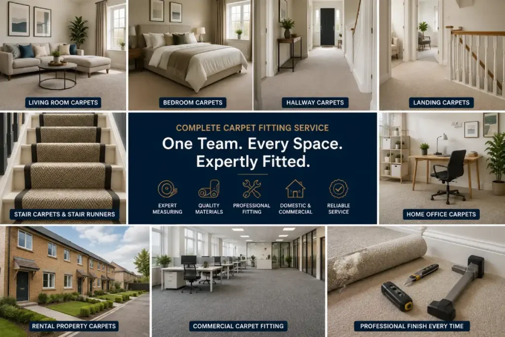 Local Carpet Fitters Milton Keynes: Professional Carpet Supply & Fitting by Weavor Carpets Ltd 2 Complete carpet fitting service in Milton Keynes including living room, bedroom, hallway, landing, stair runner, home office, rental property, and commercial carpet installation by professional carpet fitters.