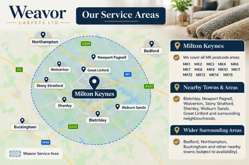 Carpet Stores Milton Keynes: How to Choose the Right Carpet Shop for Your Home 3 Weavor Carpets Service Areas Map